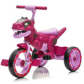 Xuanlur Kids Ride on Dinosaur Tricycle, Toddlers Kid Trike with Wide Flash Wheels, Anti Slip Pedals, Rear Basket, Music & LED Lights, Toddler Bike